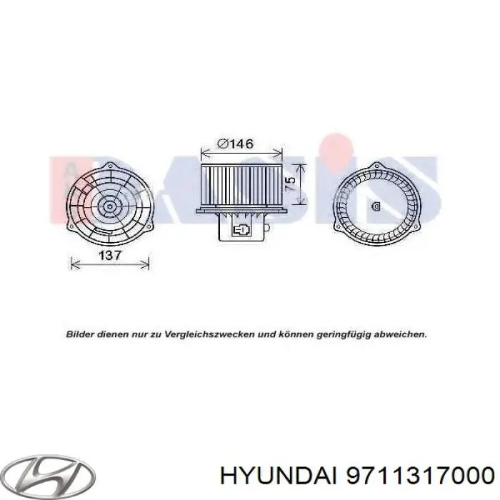 Silniczek wentylatora nagrzewnicy (ogrzewacza wnętrza) Hyundai/Kia 9711317000 cena, od 73,21 USD