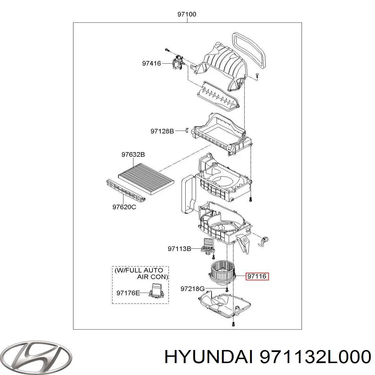 971132L000 Hyundai/Kia Silniczek wentylatora nagrzewnicy (ogrzewacza wnętrza)