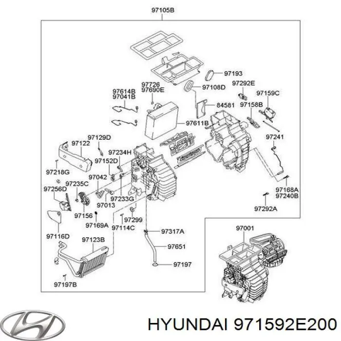 Do koszyka 971592E200 Hyundai/Kia Silniczek klapy nagrzewnicy