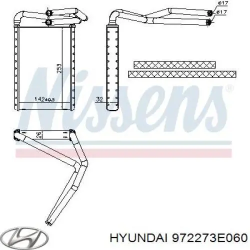 Chłodnica nagrzewnicy (ogrzewacza) Hyundai/Kia 972273E060 cena, od 69,12 USD