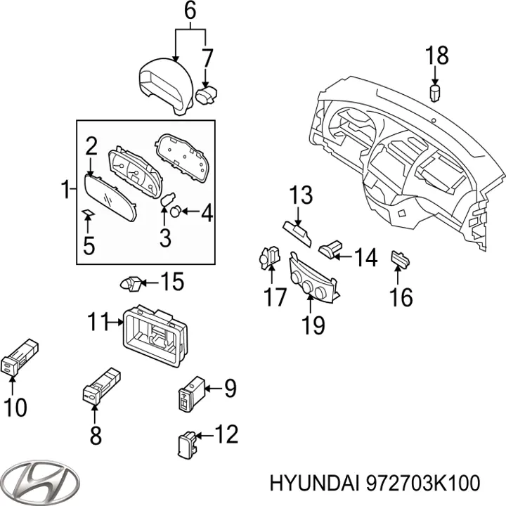 Czujnik temperatury wewnętrznej Hyundai/Kia 972703K100 cena, od 21,11 USD
