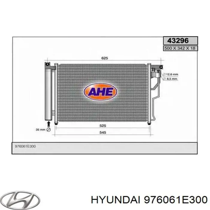 Chłodnica klimatyzacji Hyundai/Kia 976061E300 cena, od 93,64 USD