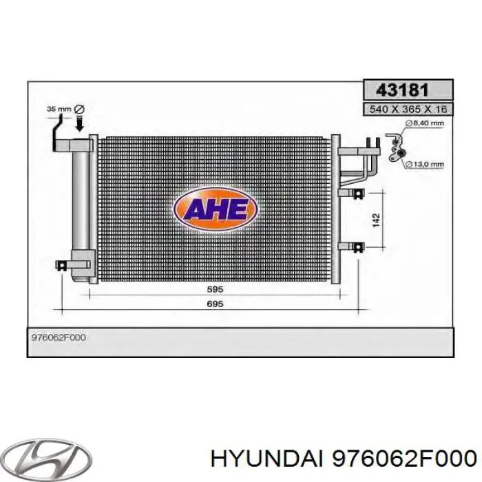 Chłodnica klimatyzacji Hyundai/Kia 976062F000 cena, od 85,13 USD