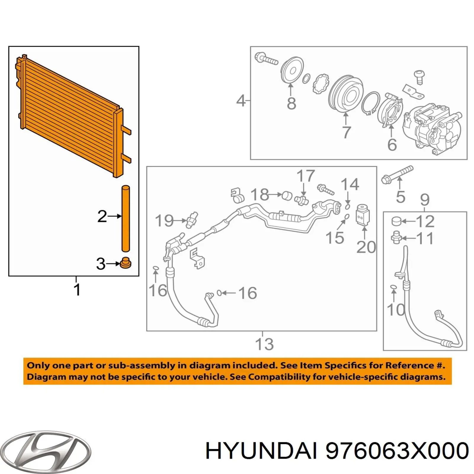 Chłodnica klimatyzacji Hyundai/Kia 976063X000 cena, od 119,24 USD