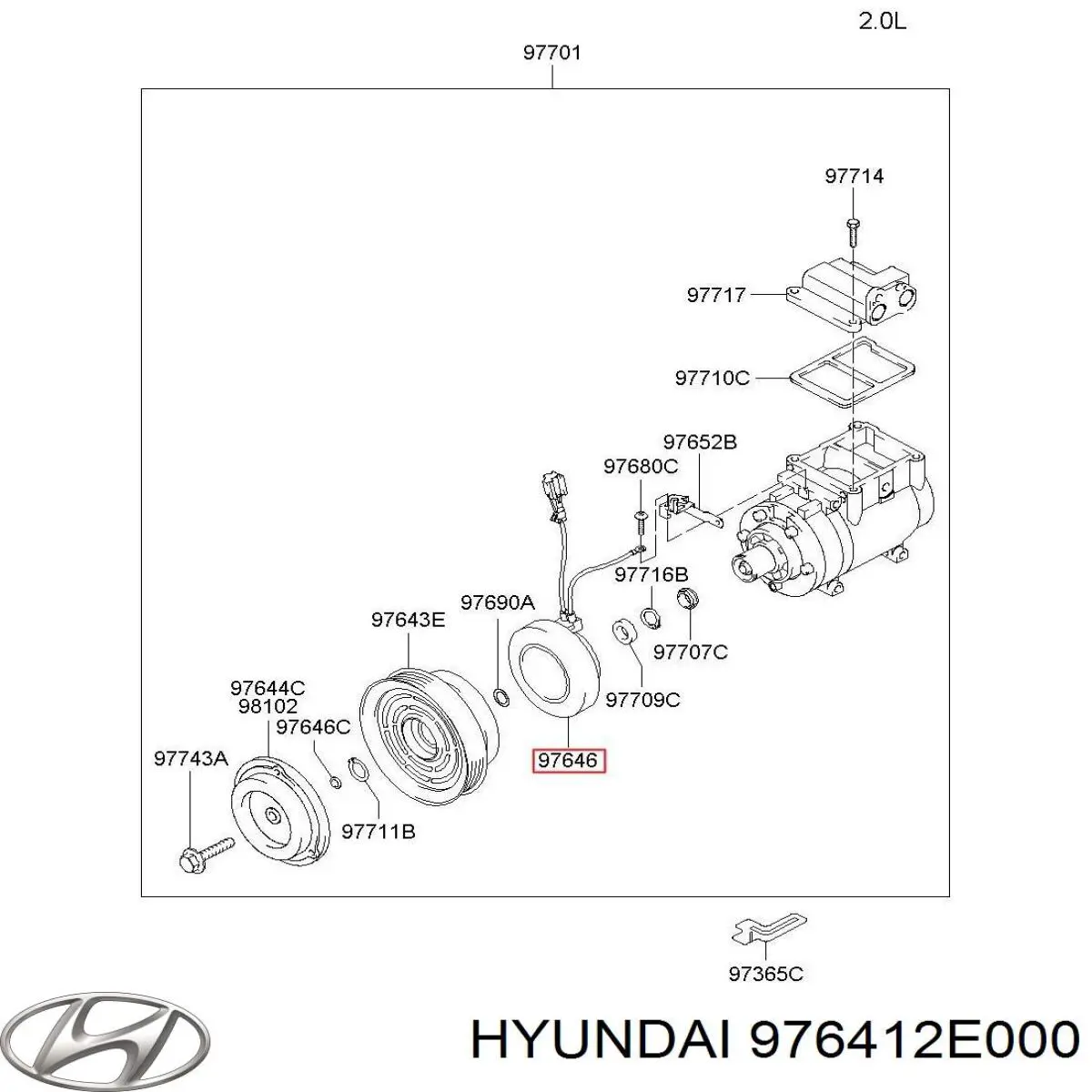 Do koszyka 976412E000 Hyundai/Kia Sprzęgło sprężarki klimatyzacji