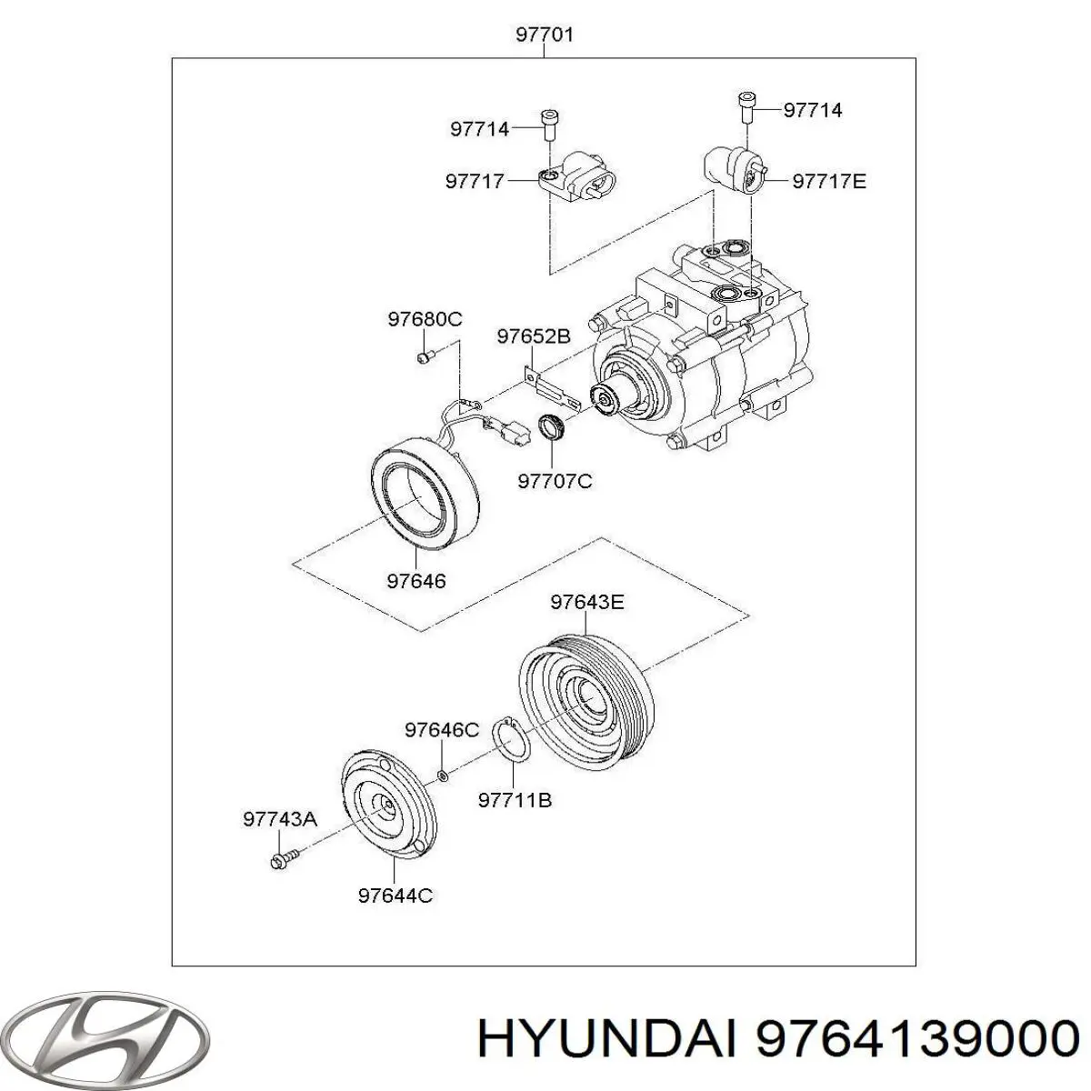 Sprzęgło sprężarki klimatyzacji Hyundai/Kia 9764139000 cena, od 151,72 USD