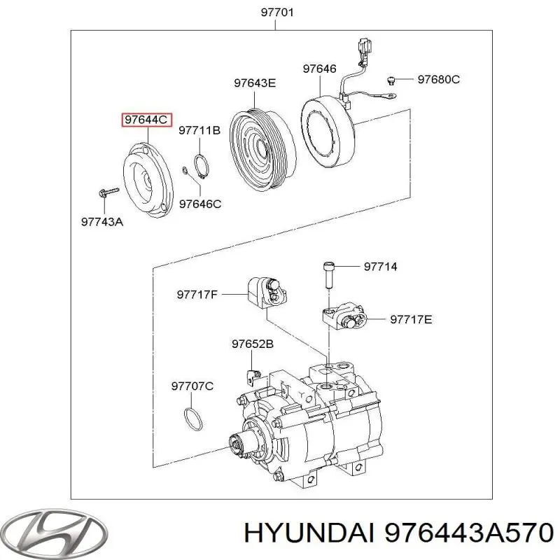Do koszyka Sprzęgło sprężarki klimatyzacji KIA Sorento I JC