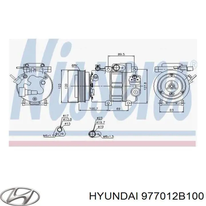 Sprężarka klimatyzacji 977012B100 Hyundai/Kia