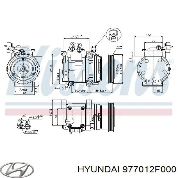 Sprężarka klimatyzacji Hyundai/Kia 977012F000 cena, od 191,45 USD