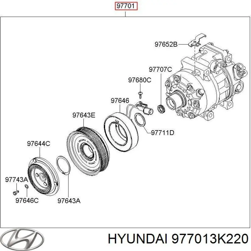 Sprężarka klimatyzacji 977013K220 Hyundai/Kia