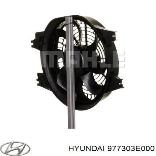Do koszyka 977303E000 Hyundai/Kia Dyfuzor chłodnicy klimatyzacji, w komplecie z wirnikiem i silnikiem
