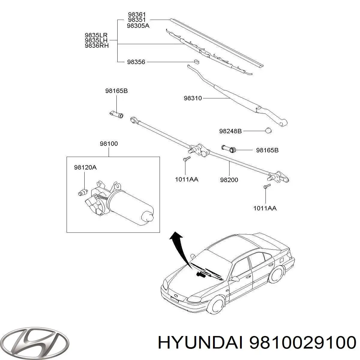 Silniczek wycieraczki szyby przedniej Hyundai Lantra 2