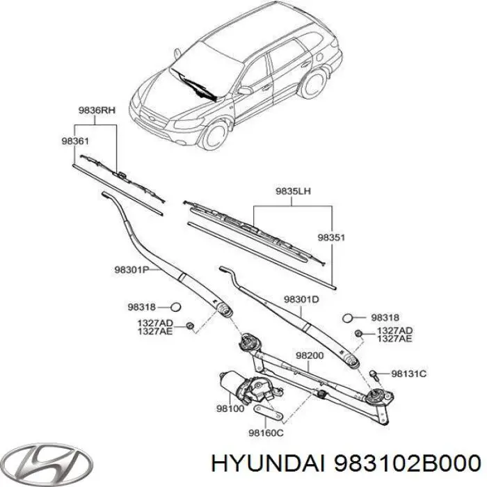 983102B000 Hyundai/Kia Ramię wycieraczki szyby przedniej