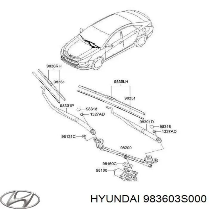 983603S000 Hyundai/Kia Pióro wycieraczki szyby przedniej pasażera