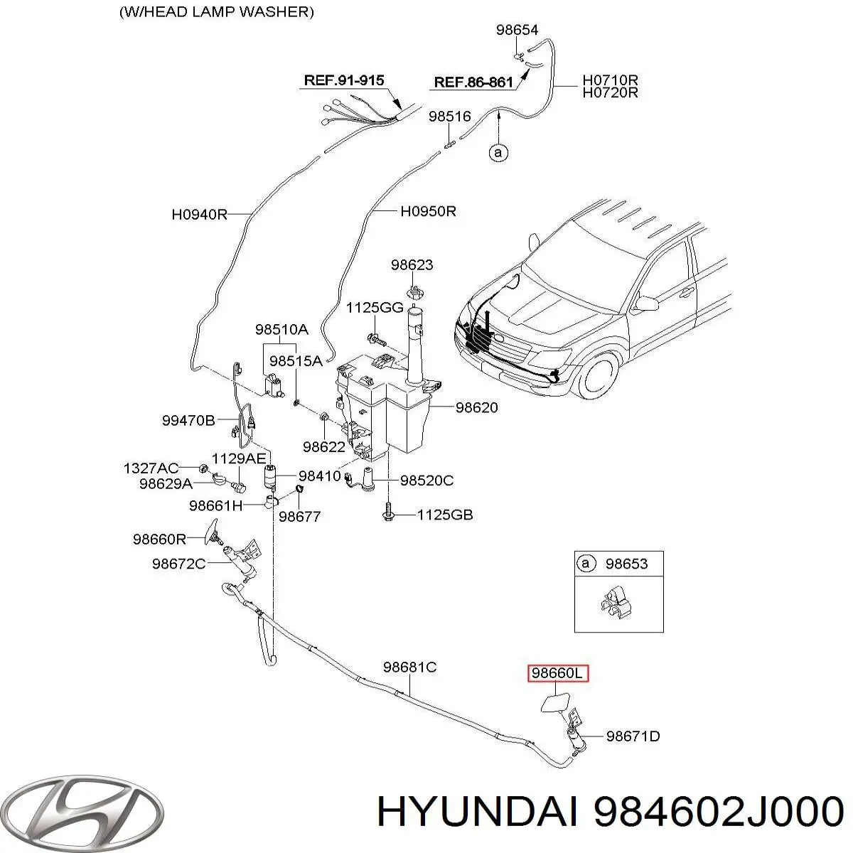Dysza spryskiwacza reflektora przedniego lewego Hyundai/Kia 984602J000 cena, od 60,75 USD