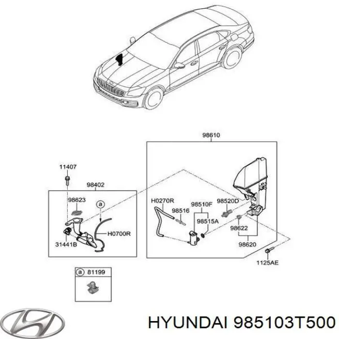 985103T500 Hyundai/Kia Pompka spryskiwacza szyby przedniej