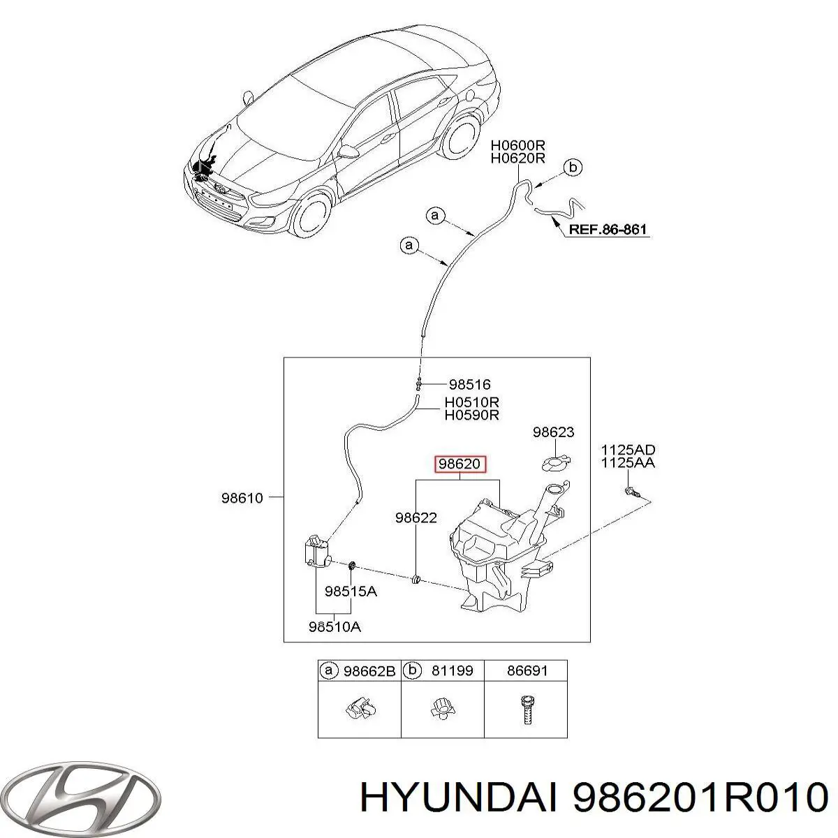 Zbiorniczek spryskiwacza szyb Hyundai Accent IV sedana (SB) (2014 - 2017) cena, od 64,82 USD