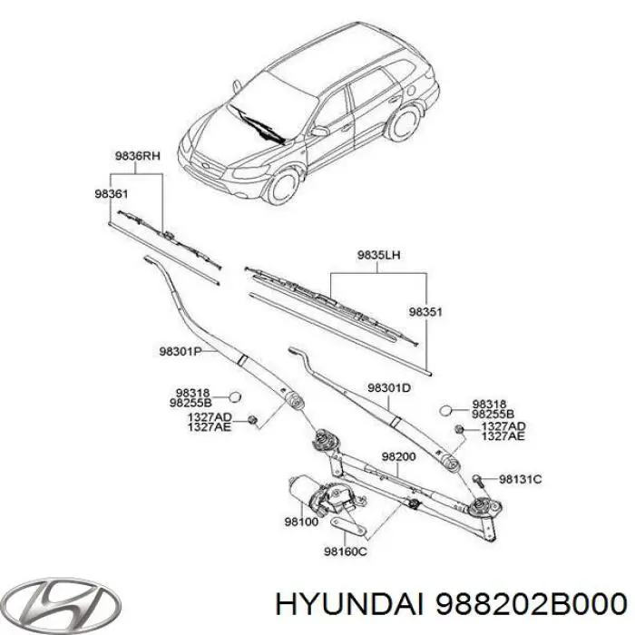 Pióro wycieraczki szyby tylnej Hyundai/Kia 988202B000 cena, od 11,55 USD