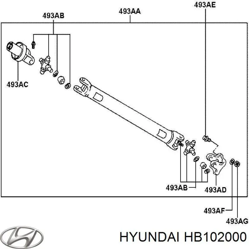 Wał Cardana tylny, kompletny Hyundai Galloper SUV (JK) (1997 - 2003) cena, od 214,43 USD