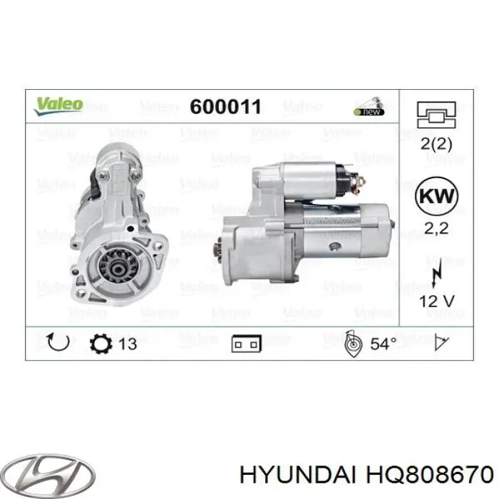 Rozrusznik HQ808670 Hyundai/Kia