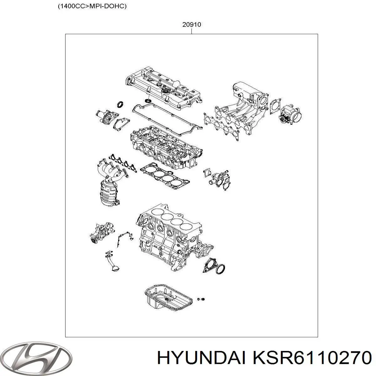 KSR6110270 Hyundai/Kia Zestaw uszczelek silnika pełny