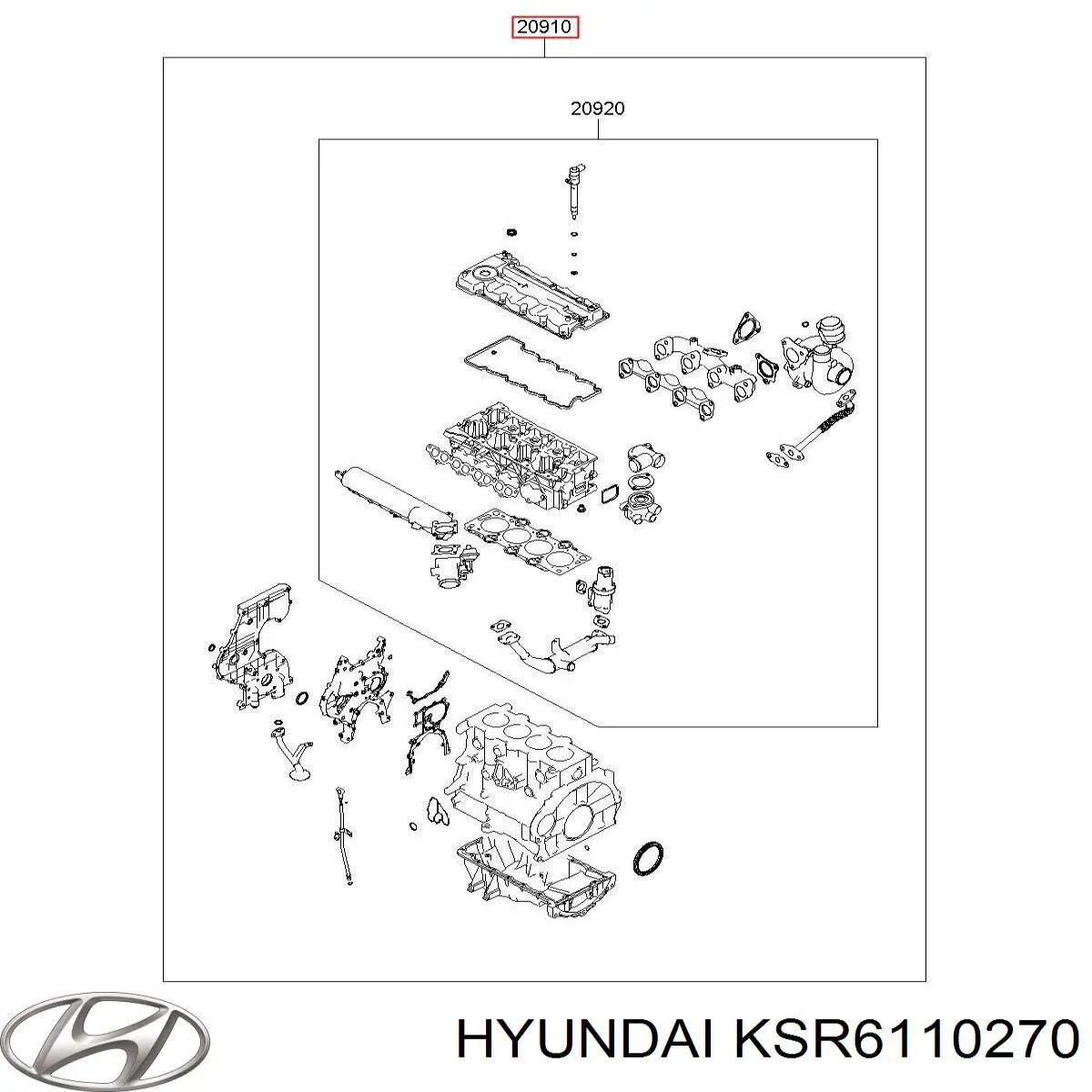 Zestaw uszczelek silnika pełny Hyundai/Kia KSR6110270 cena, od 83,30 USD