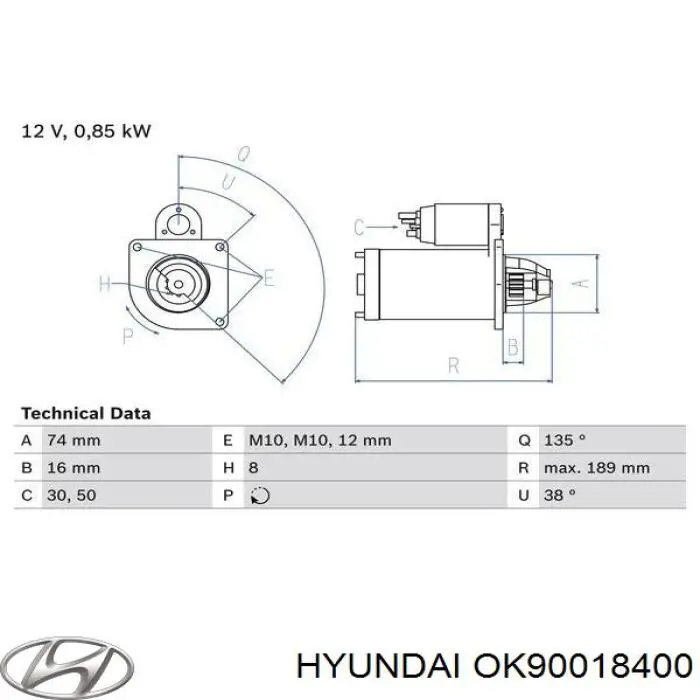 OK90018400 Hyundai/Kia rozrusznik