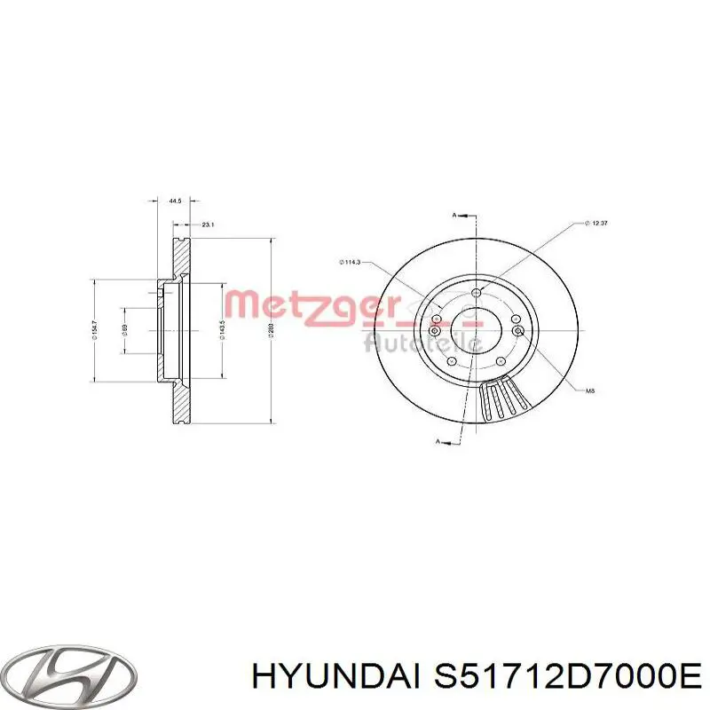Tarcza hamulcowa przednia Hyundai/Kia S51712D7000E