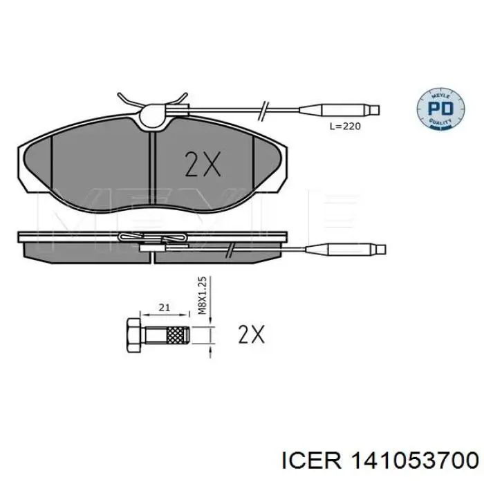 141053700 Icer Klocki hamulcowe przednie tarczowe