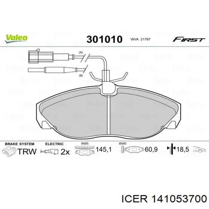 Klocki hamulcowe przednie tarczowe Icer 141053700 cena, od 29,13 USD