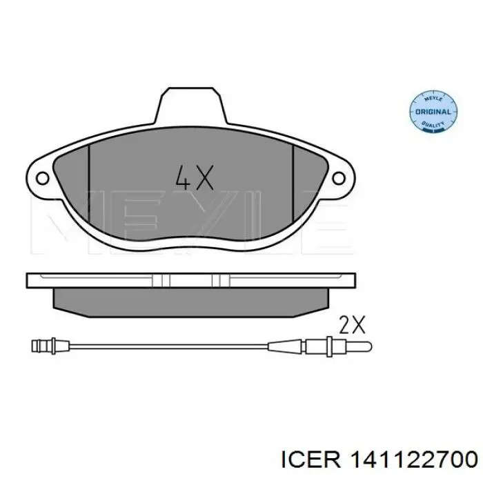 Klocki hamulcowe przednie tarczowe 141122700 Icer