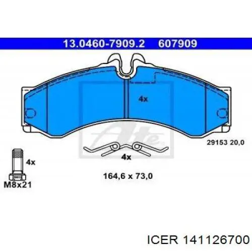 Klocki hamulcowe przednie tarczowe 141126700 Icer