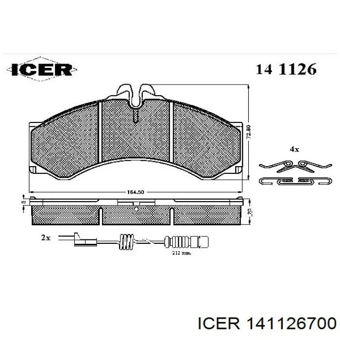 Klocki hamulcowe przednie tarczowe Icer 141126700 cena, od 18,51 USD