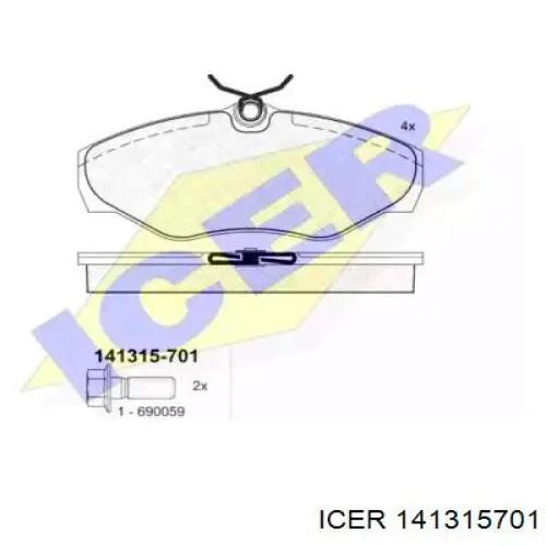 141315701 Icer Klocki hamulcowe przednie tarczowe