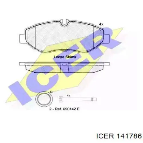 141786 Icer Klocki hamulcowe przednie tarczowe