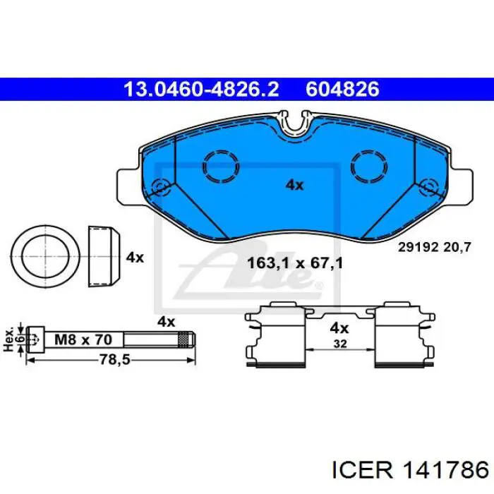 Klocki hamulcowe przednie tarczowe Icer 141786 cena, od 28,57 USD