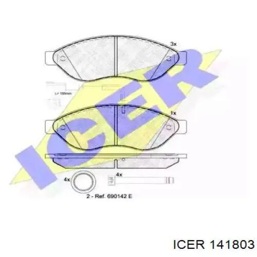 Klocki hamulcowe przednie tarczowe 141803 Icer