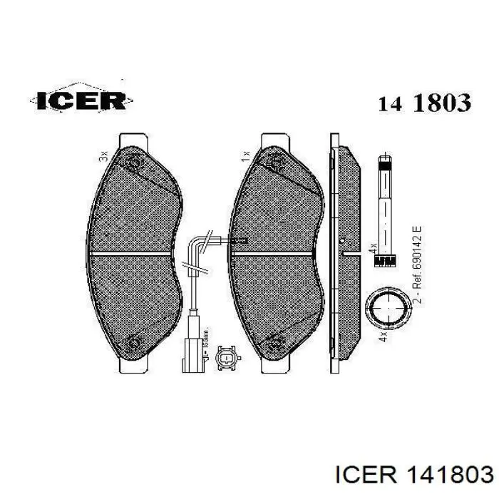 Klocki hamulcowe przednie tarczowe 141803 Icer