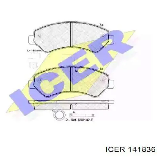 141836 Icer Klocki hamulcowe przednie tarczowe
