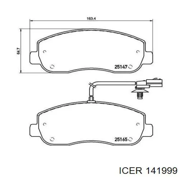 141999 Icer Klocki hamulcowe przednie tarczowe