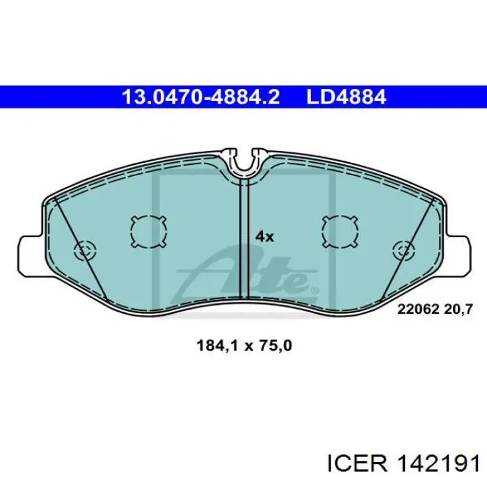 Klocki hamulcowe przednie tarczowe Icer 142191 cena, od 43,60 USD