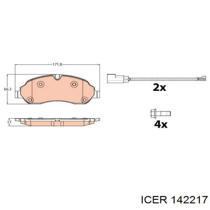Klocki hamulcowe przednie tarczowe Icer 142217 cena, od 41,24 USD