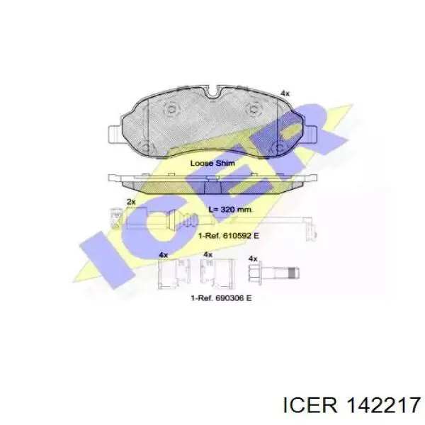 142217 Icer Klocki hamulcowe przednie tarczowe