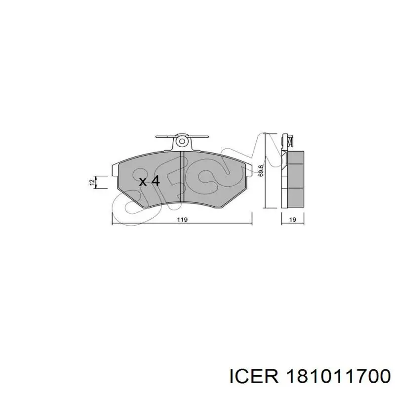 Klocki hamulcowe przednie tarczowe 181011700 Icer