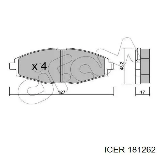 Klocki hamulcowe przednie tarczowe Icer 181262 cena, od 14,67 USD