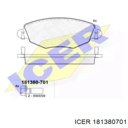 181380701 Icer Klocki hamulcowe przednie tarczowe