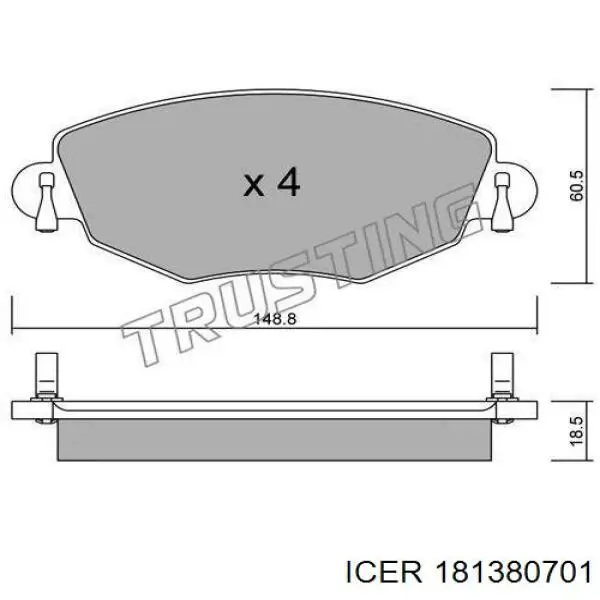 Klocki hamulcowe przednie tarczowe Icer 181380701 cena, od 25,78 USD