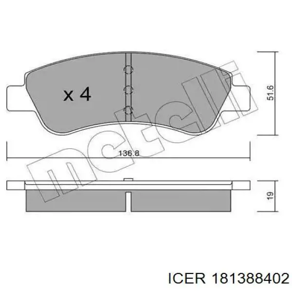 Do koszyka 181388402 Icer Klocki hamulcowe przednie tarczowe