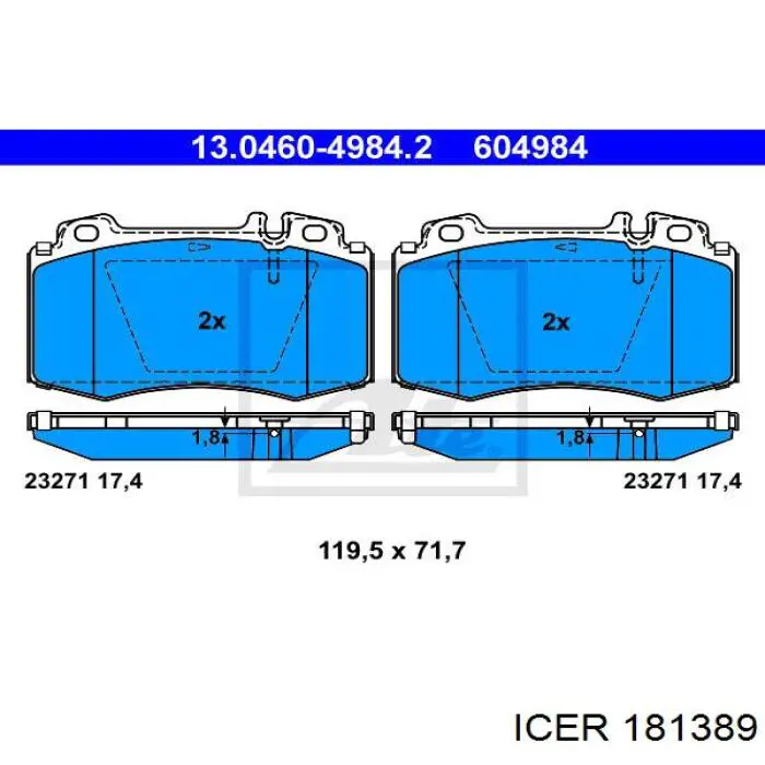 Klocki hamulcowe przednie tarczowe Icer 181389 cena, od 29,73 USD