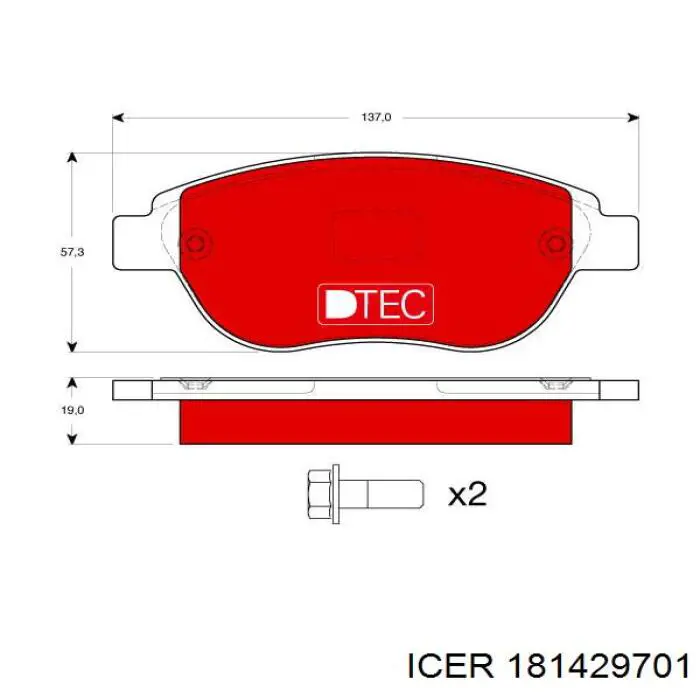 Klocki hamulcowe przednie tarczowe 181429701 Icer